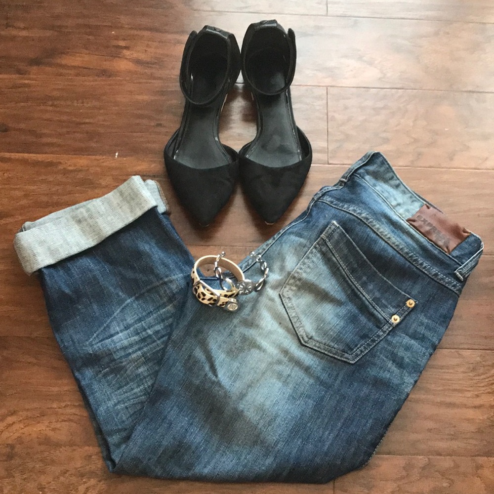 EXPRESS BOYFRIEND CROPPED PANTS